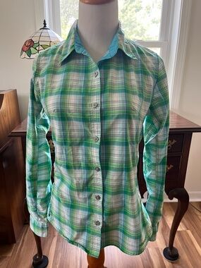 Marmot Button Down Long Sleeve Quick Dry Fabric Plaid Womens Small